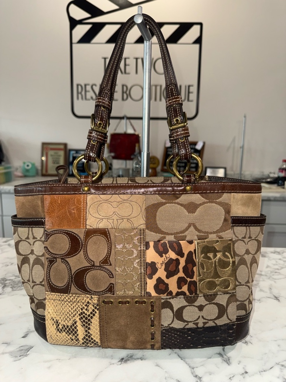 Coach Signature Patchwork Limited Edition Purse Bag  Leopard VTG Y2K - Picture 7 of 10